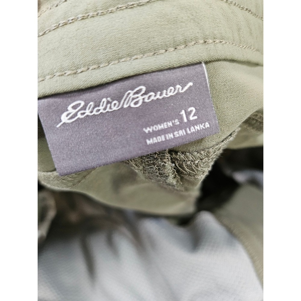 Eddie Bauer Womens Olive Army Green Hiking Tech Shorts Size 12 Utility Gorpcore - Picture 4 of 14